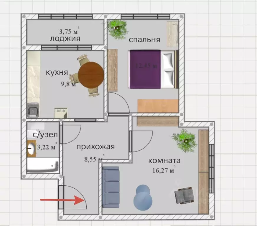 2-к кв. Нижегородская область, Нижний Новгород ул. академика Сахарова, ... - Фото 2