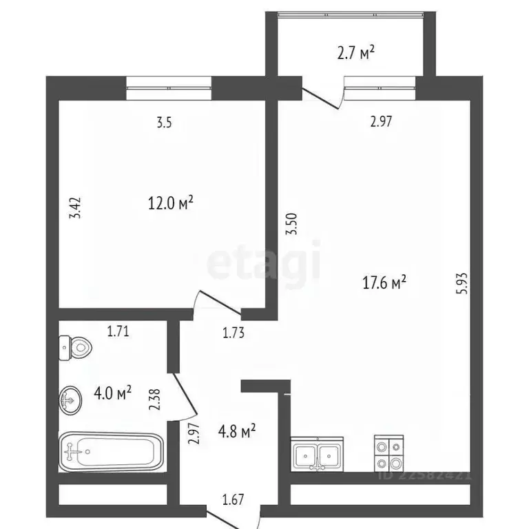 1-к кв. Удмуртия, Ижевск ул. Цветочная, 9 (42.0 м) - Фото 2