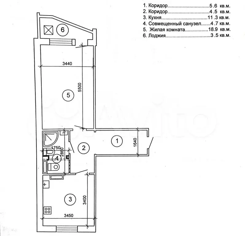 1-к. квартира, 45 м, 2/6 эт. - Фото 0