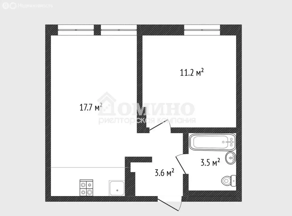 1-комнатная квартира: Дударева, улица Сергея Джанбровского, 4к1 (35.7 ... - Фото 0