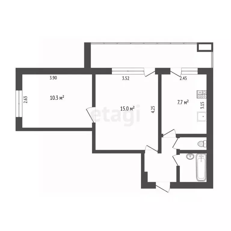 2-к кв. Тюменская область, Тюмень Таврическая ул., 2 (40.7 м) - Фото 2