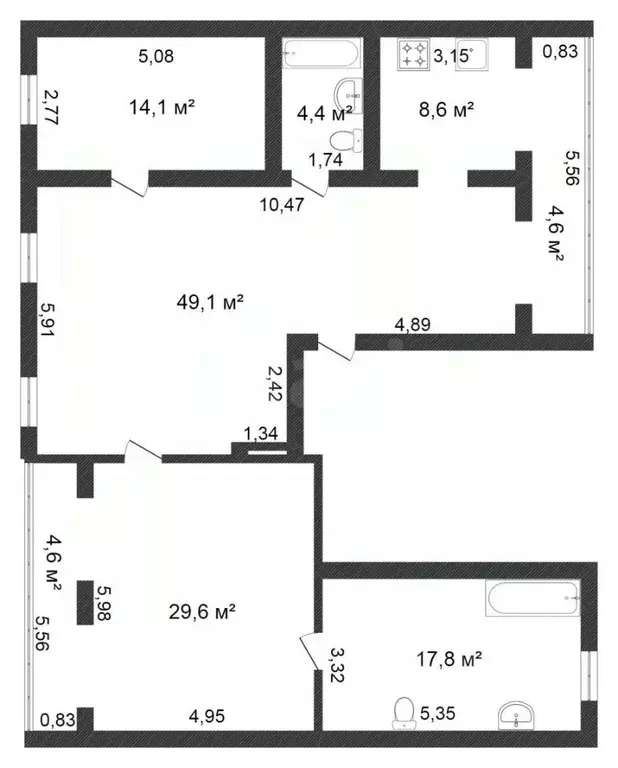 3-к кв. Тюменская область, Тюмень Карская ул., 36 (132.8 м) - Фото 1