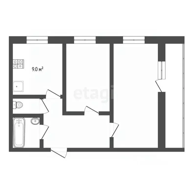 2-к кв. Тюменская область, Тюмень ул. Московский Тракт, 131 (50.5 м) - Фото 2