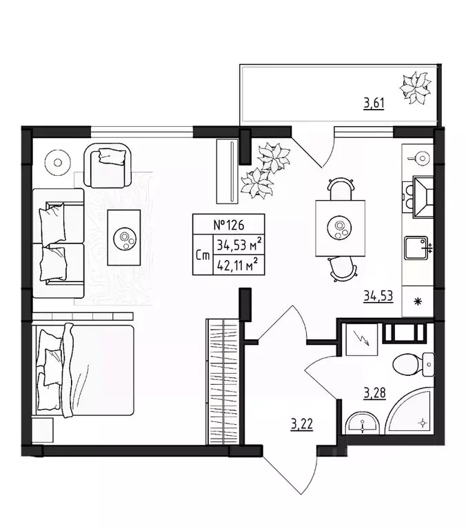 1-к кв. Ленинградская область, Гатчинский муниципальный округ, д. ... - Фото 1