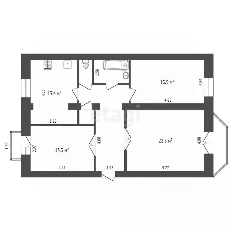 3-к кв. Челябинская область, Челябинск Каслинская ул., 28 (79.0 м) - Фото 2