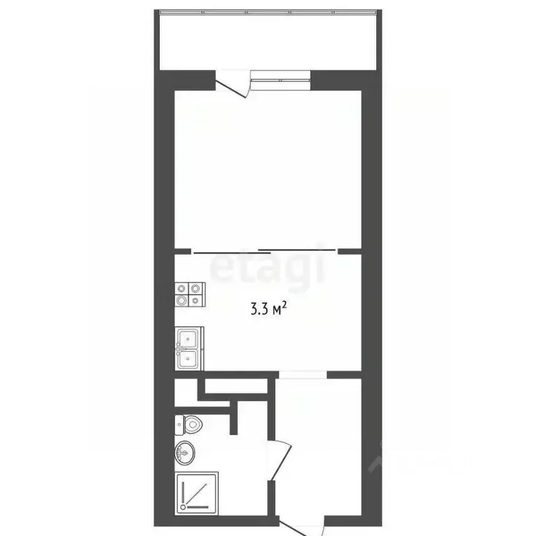 Студия Ростовская область, Батайск ул. Крупской, 1 (22.3 м) - Фото 2