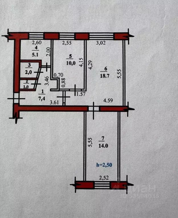 3-к кв. Башкортостан, Стерлитамак ул. Имая Насыри, 13 (58.2 м) - Фото 1