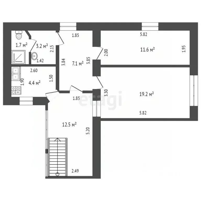 2-к кв. Крым, Евпатория ул. Интернациональная, 35 (47.2 м) - Фото 2