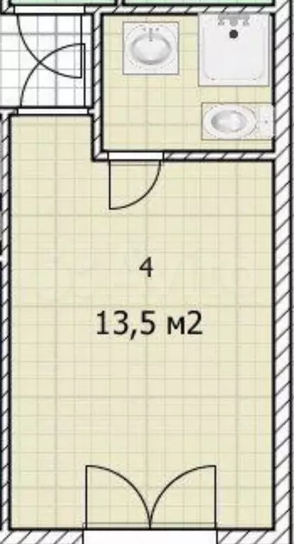 Квартира-студия, 13,6 м, 2/14 эт. - Фото 0