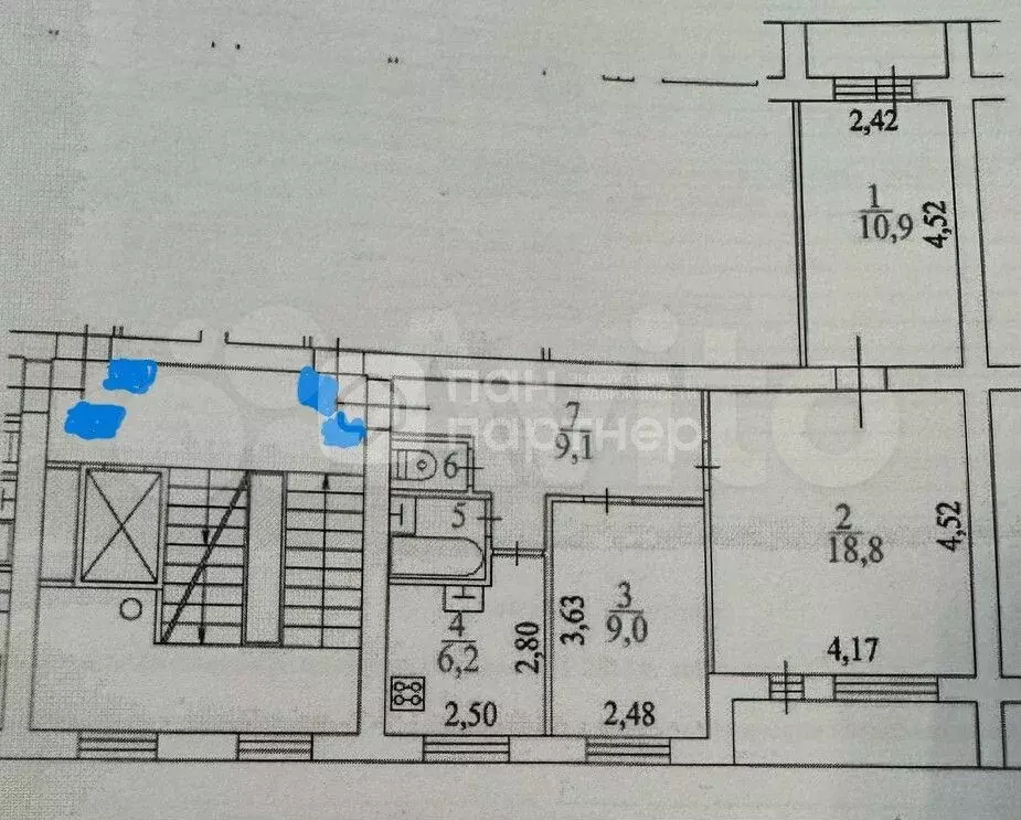 3-к. квартира, 57 м, 4/9 эт. - Фото 0