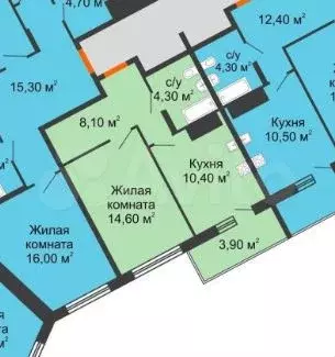 1-к. квартира, 41,3 м, 8/10 эт. - Фото 0