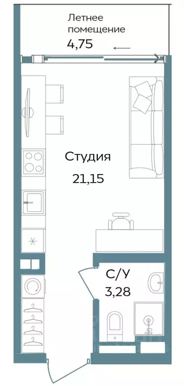 Студия Крым, Саки ул. Морская (29.18 м) - Фото 0