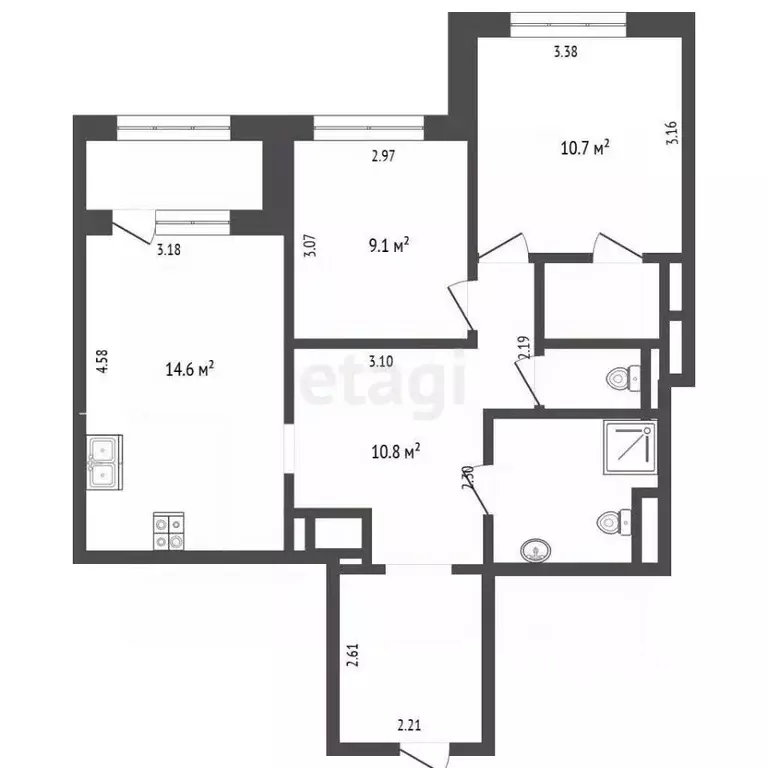 2-к кв. Москва Мосфильмовская ул., 98к1 (60.7 м) - Фото 1