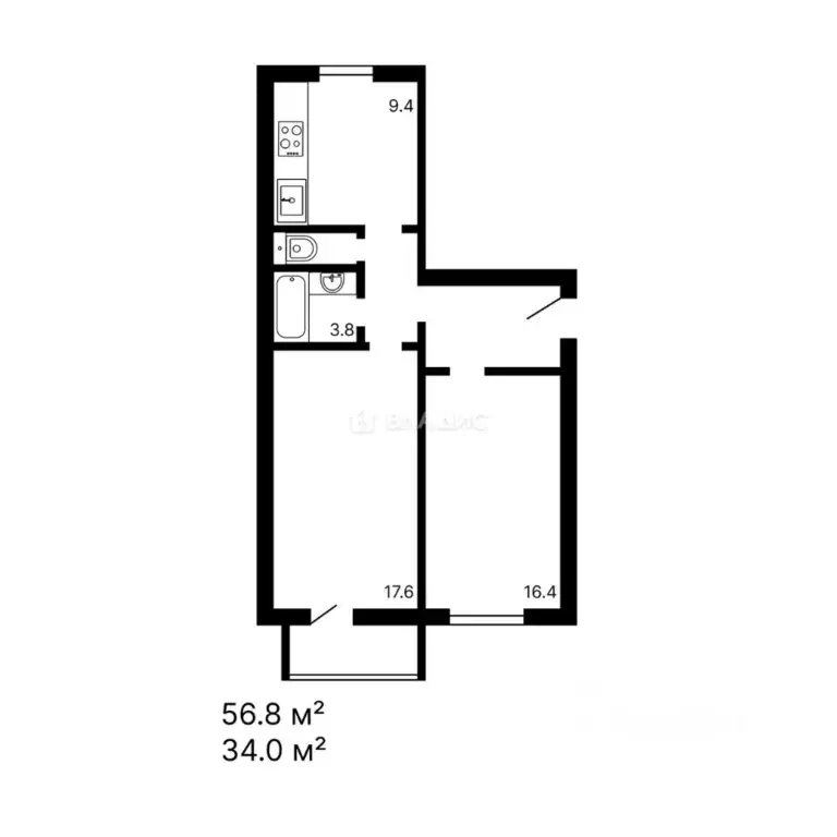 2-к кв. Пензенская область, Пенза Стрельбищенская ул., 18В (56.8 м) - Фото 2