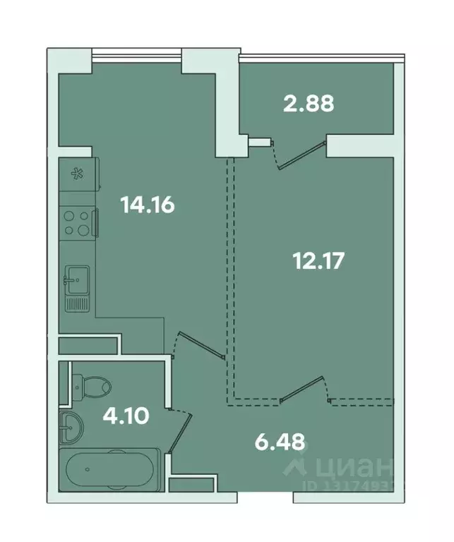 1-к кв. Иркутская область, Иркутск ул. Петрова, 18 (41.65 м) - Фото 0