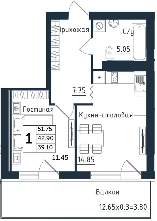 1-к кв. Калининградская область, Янтарный пгт Янтарные Сезоны жилой ... - Фото 1