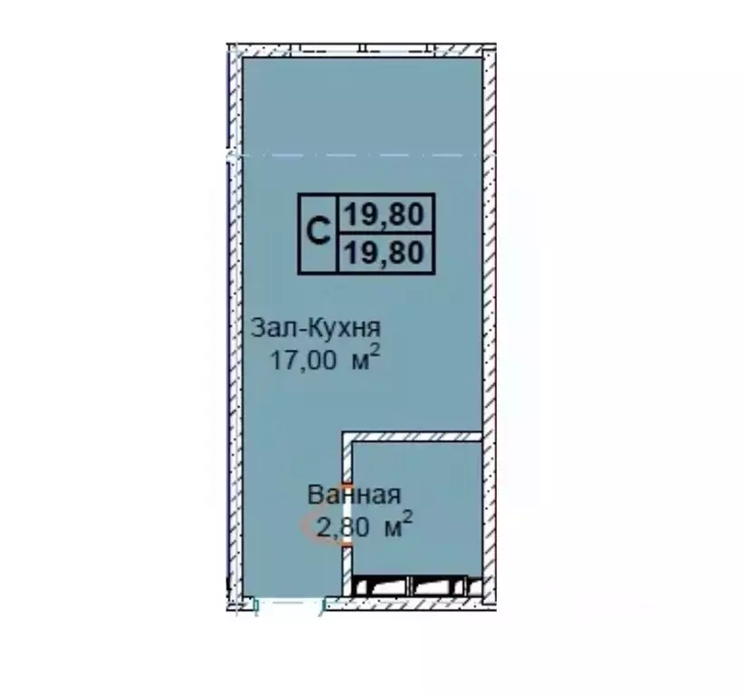 Студия Чеченская республика, Грозный пос. Строителей,  (19.8 м) - Фото 1