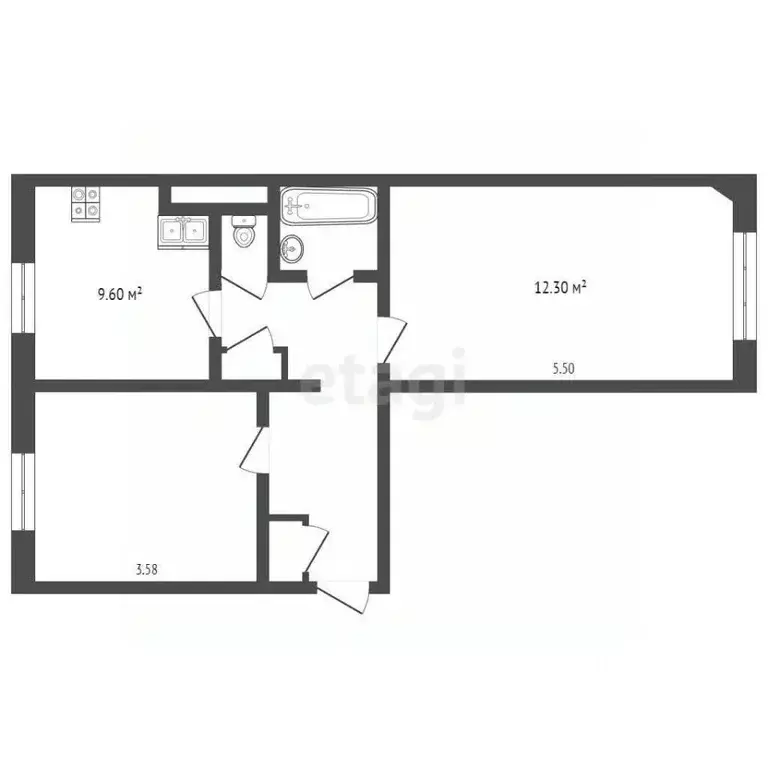 2-к кв. Ямало-Ненецкий АО, Муравленко ул. Ленина, 71 (51.7 м) - Фото 2