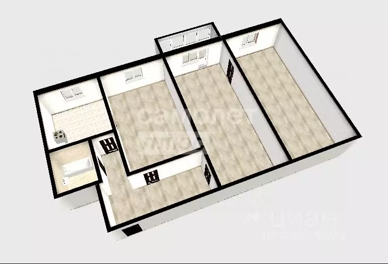 3-к кв. Тюменская область, Тюмень ул. Парфенова, 28 (56.9 м) - Фото 2