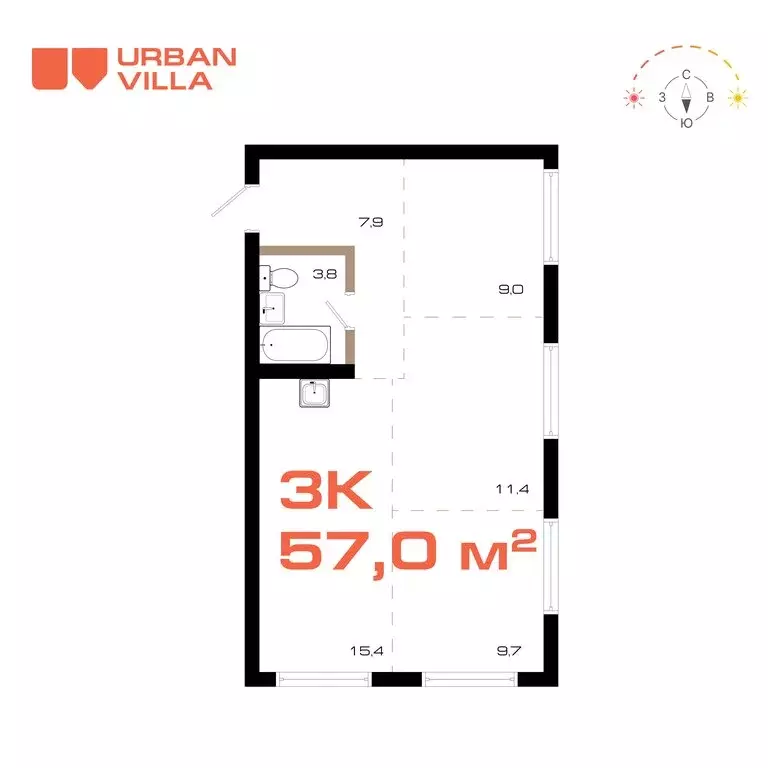3-комнатная квартира: Владивосток, Ленинский район (55.8 м) - Фото 0