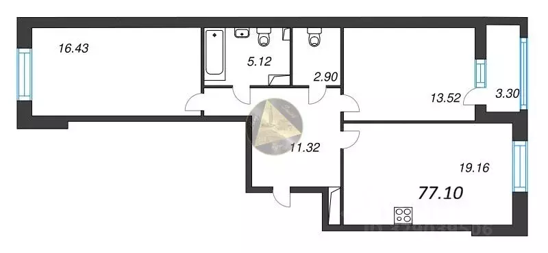 2-к кв. Санкт-Петербург ул. Среднерогатская, 11к2 (77.1 м) - Фото 2