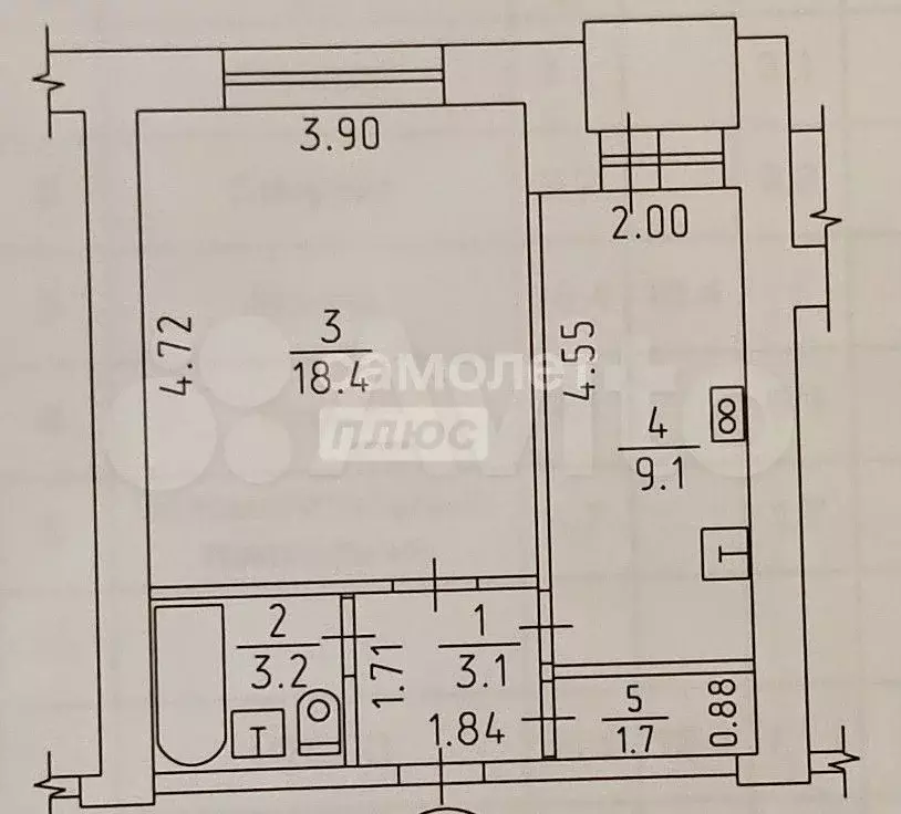 1-к. квартира, 35,5 м, 3/9 эт. - Фото 0