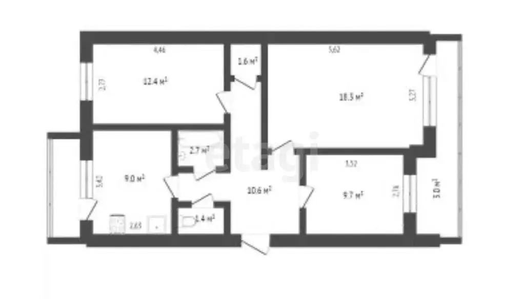 3-комнатная квартира: Севастополь, улица Генерала Хрюкина, 4 (70.4 м) - Фото 0