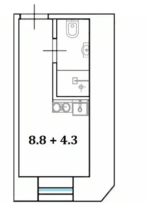 Студия Санкт-Петербург ул. Блохина, 12 (13.1 м) - Фото 1