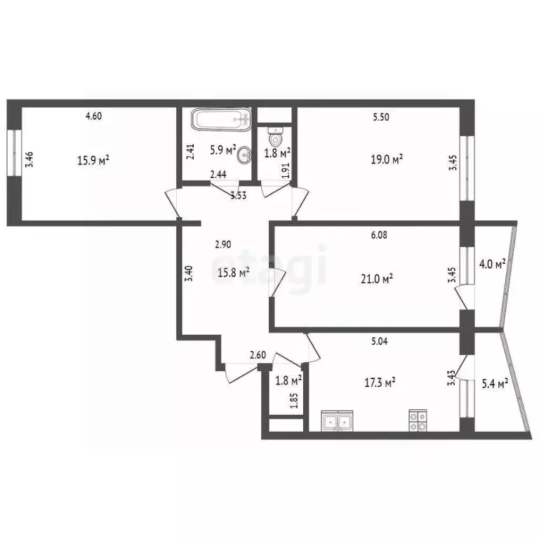 3-к кв. Самарская область, Самара ул. Егорова, 20 (103.0 м) - Фото 2
