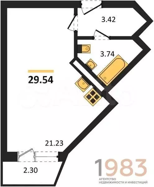 Квартира-студия, 29,5 м, 7/20 эт. - Фото 0