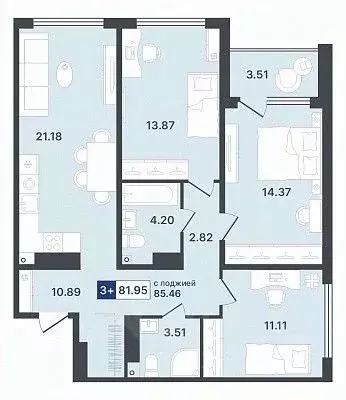 3-к кв. Тюменская область, Тюмень Ставропольская ул., 1 (81.95 м) - Фото 0