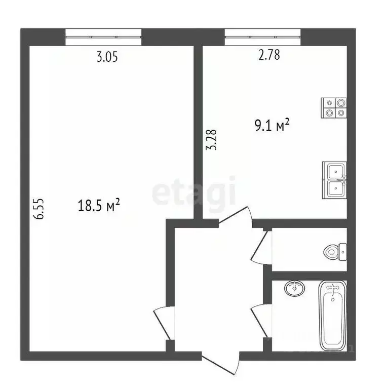 1-к кв. Ямало-Ненецкий АО, Ноябрьск ул. Космонавтов, 21 (37.5 м) - Фото 2