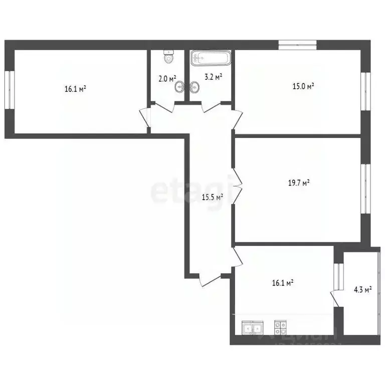 3-к кв. Марий Эл, Йошкар-Ола Комсомольская ул., 86 (89.6 м) - Фото 1