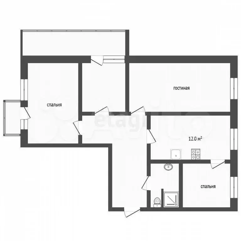 3-к. квартира, 72 м, 6/9 эт. - Фото 0