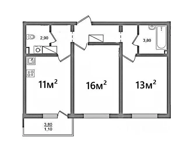 2-к кв. Санкт-Петербург ул. Пейзажная, 12 (53.0 м) - Фото 2
