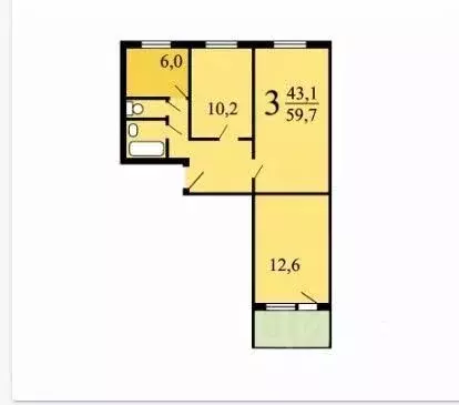 3-к кв. Москва ул. Багрицкого, 51К2 (59.7 м) - Фото 2