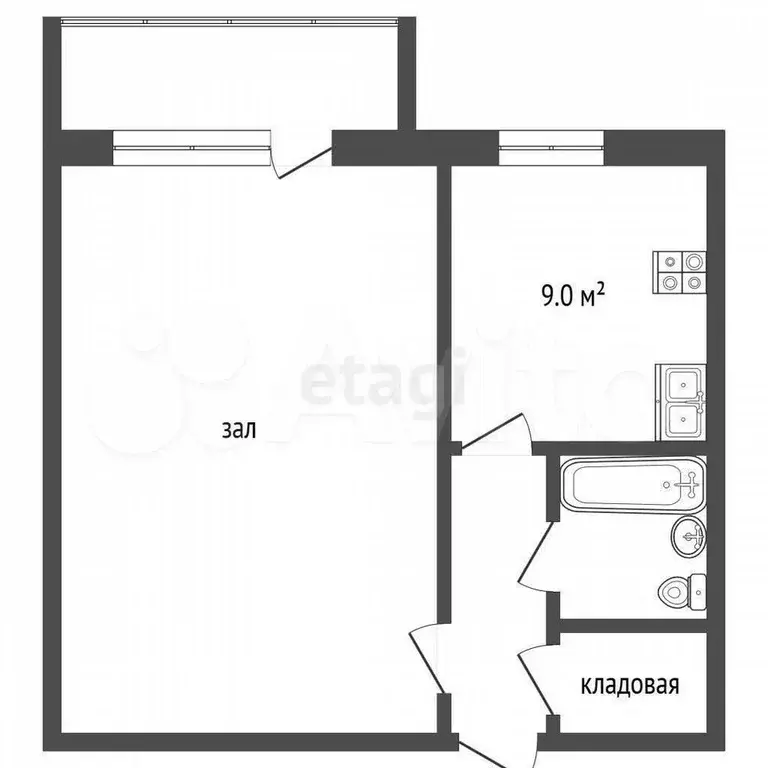 1-к. квартира, 37,4 м, 9/10 эт. - Фото 0