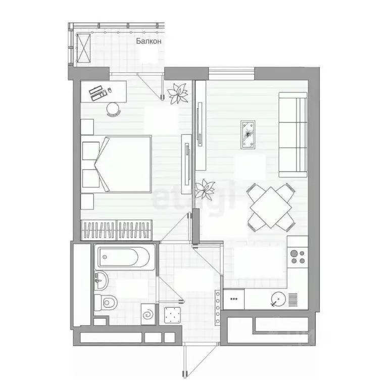 1-к кв. Татарстан, Казань ул. Ярышлар, 2А (39.1 м) - Фото 2