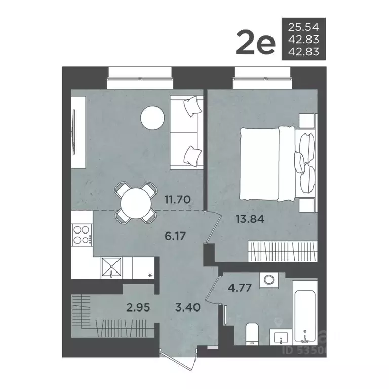 2-к кв. Пермский край, Пермь ул. Космонавта Леонова, 41к2 (42.83 м) - Фото 1