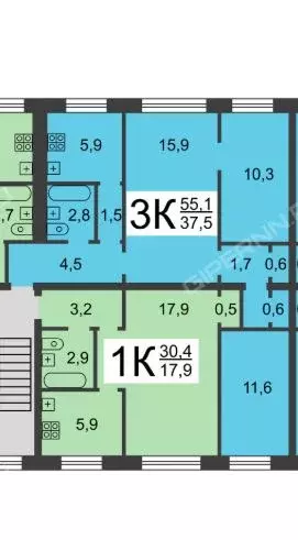 Продаётся 3-к квартира, 55.4 м - Фото 0