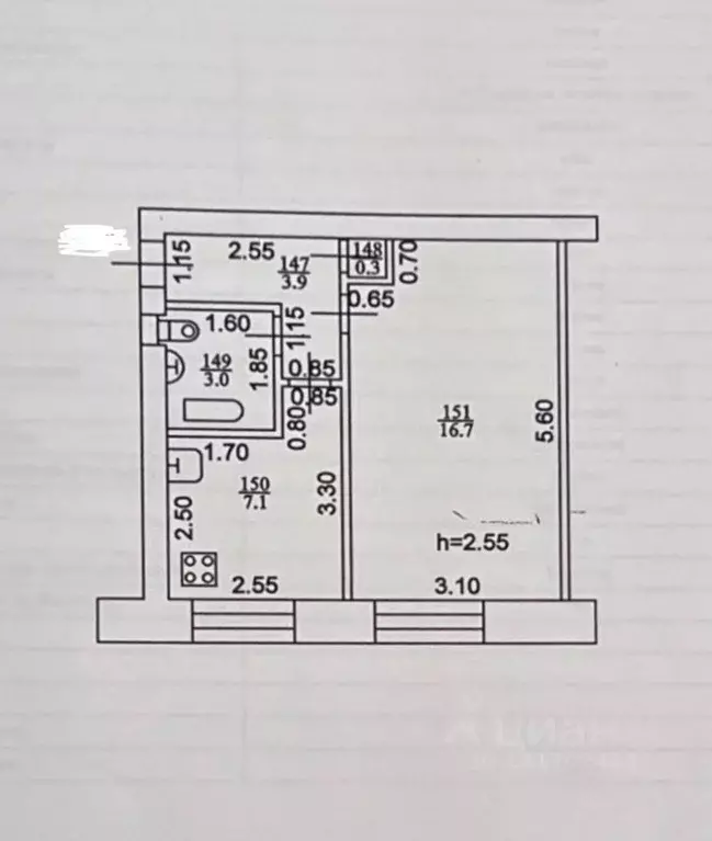 1-к кв. Татарстан, Казань Ботаническая ул., 17 (31.0 м) - Фото 2
