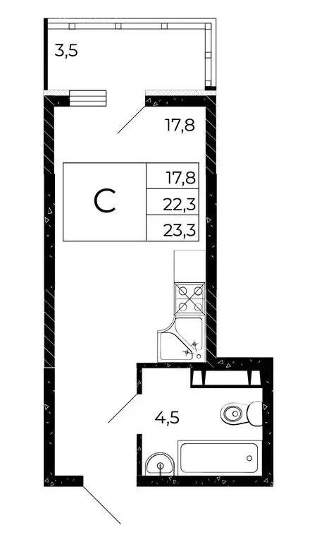 Квартира-студия: Аксай, улица Александра Невского, 4к1 (23.78 м) - Фото 1