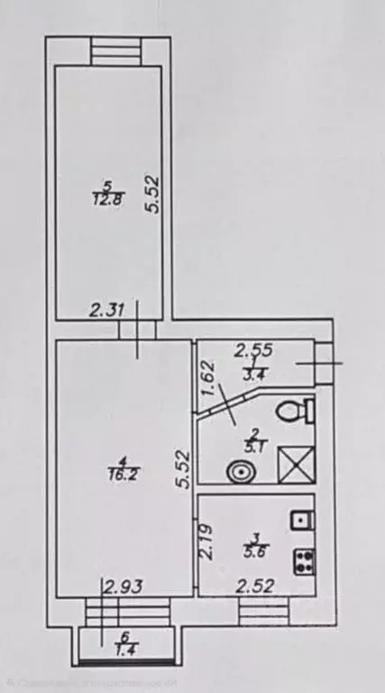 2-к кв. Астраханская область, Астрахань ул. Вячеслава Мейера, 6 (43.1 ... - Фото 2