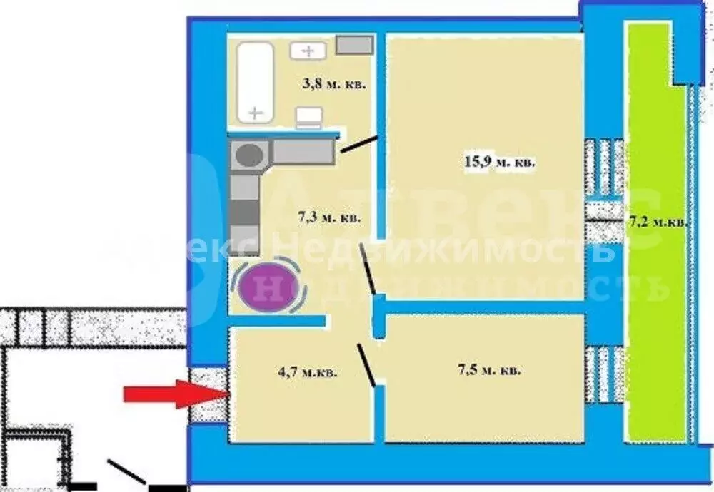 1-комнатная квартира: Тюмень, улица Федюнинского, 15 (39.7 м) - Фото 1