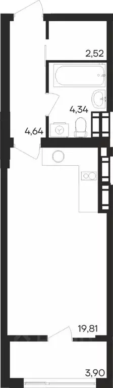 Студия Мурманская область, Мурманск Первомайский округ,  (35.72 м) - Фото 1