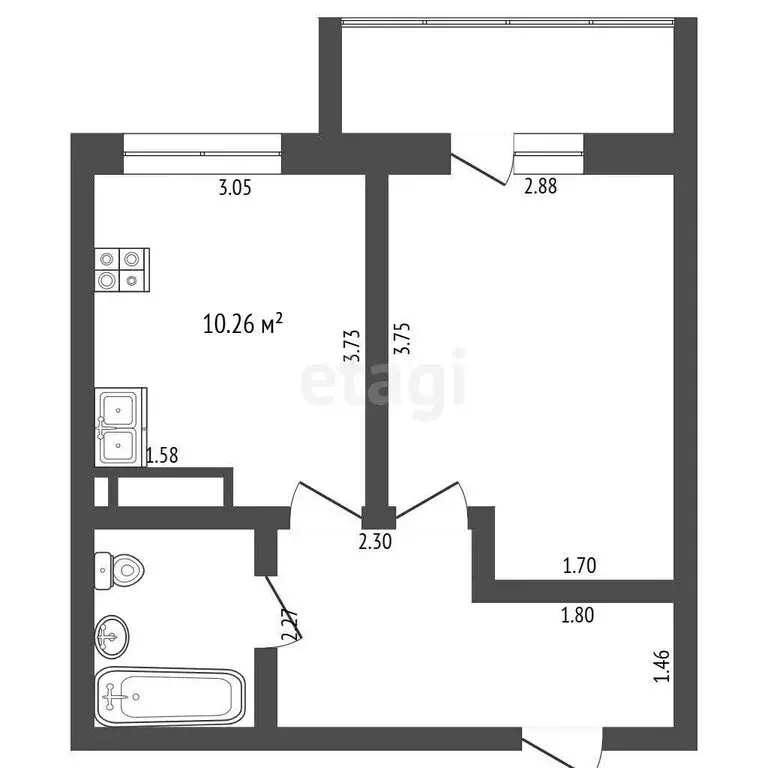 1-комнатная квартира: Тюмень, улица Тимофея Чаркова, 79к3 (34.6 м) - Фото 1