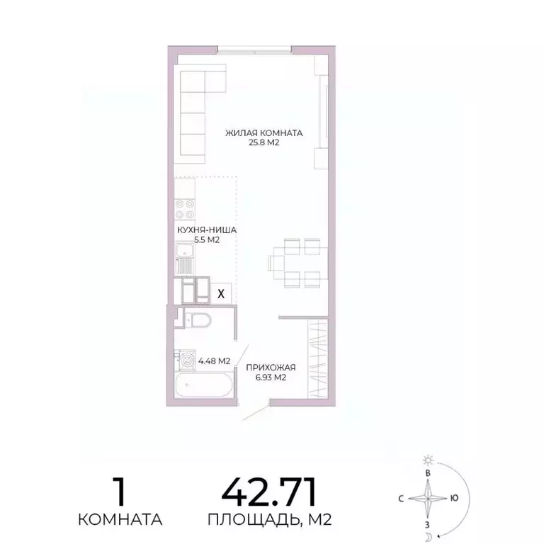 1-к кв. Пензенская область, Пенза Побочинская ул., с17 (42.71 м) - Фото 1