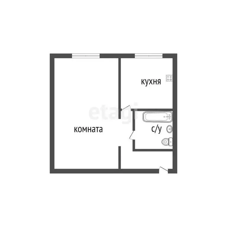 1-комнатная квартира: Курган, Станционная улица, 10 (30.2 м) - Фото 0