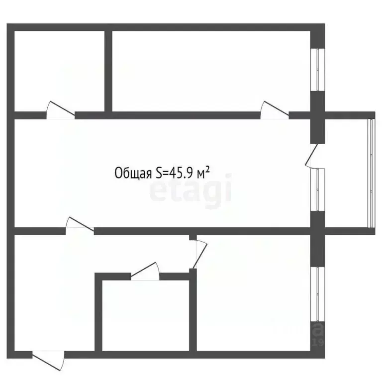 2-к кв. Брянская область, Брянск Киевская ул., 40 (45.9 м) - Фото 1