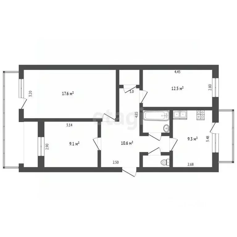 3-к кв. Крым, Бахчисарай ул. Фрунзе, 56 (65.5 м) - Фото 2